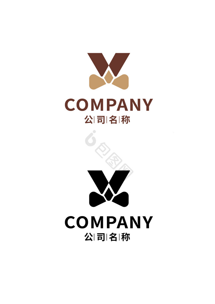 字母W男士绅士蝴蝶结LOGO字母LOGO图片