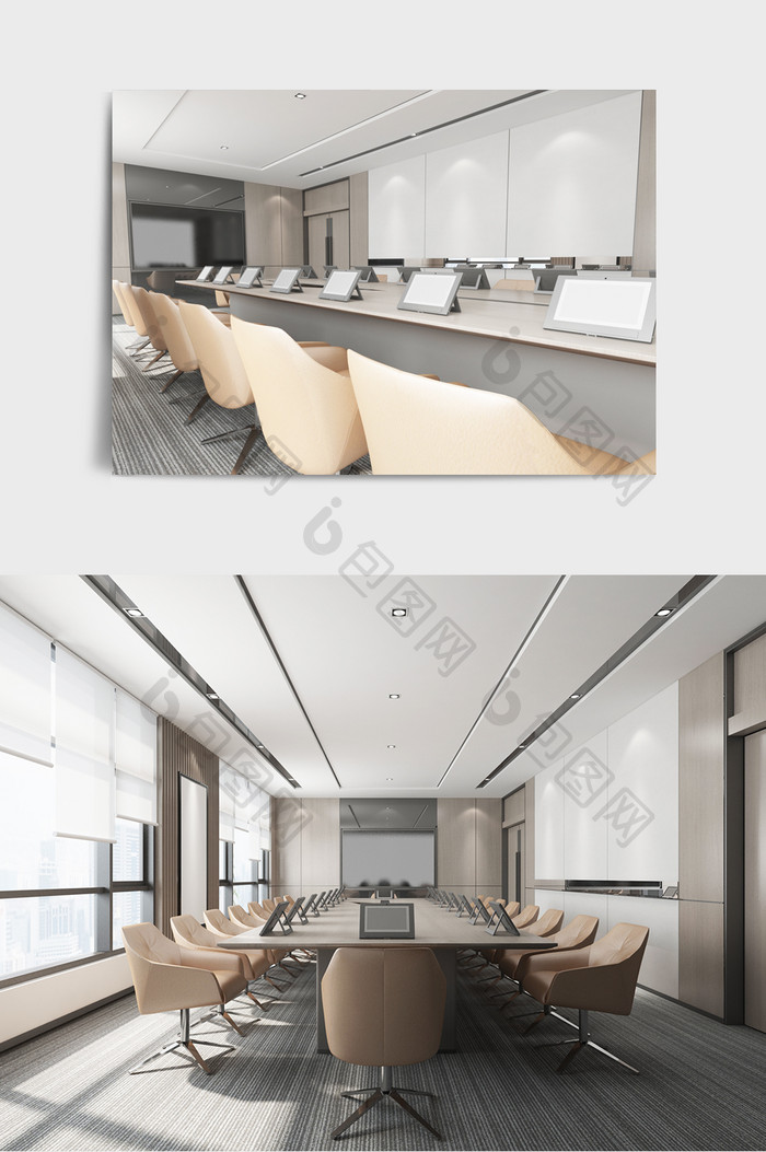办公会议室3D效果图