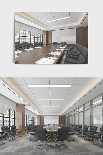 3D办公会议室效果图图片
