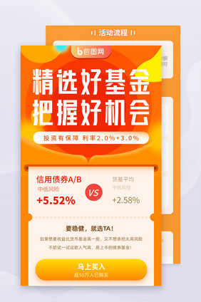 橘色金融基金理财股票债券h5信息长图