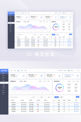 蓝色简约办公软件后台可视化UI网页界面