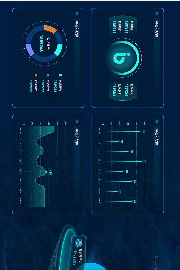 深色科技风酷炫数据可视化超级大屏