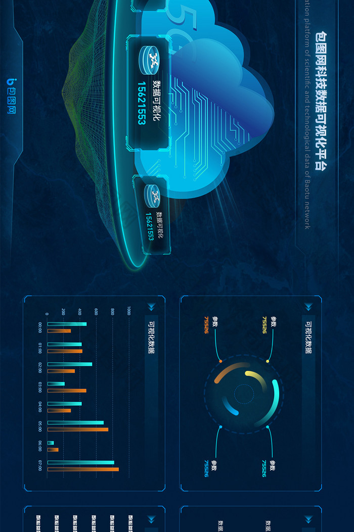 深色科技风酷炫数据可视化超级大屏