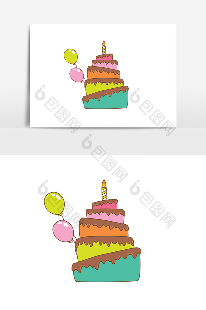 生日蛋糕气球蜡烛元素