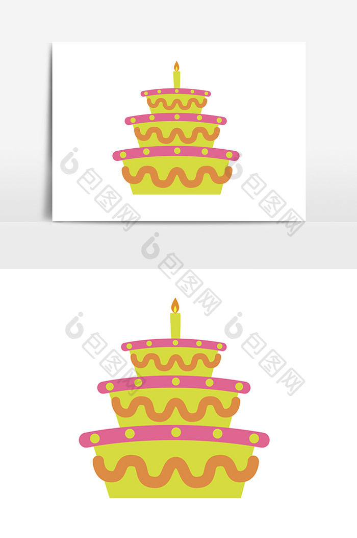 多层生日蛋糕蜡烛元素
