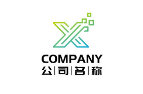 字母X组合渐变色通用logo