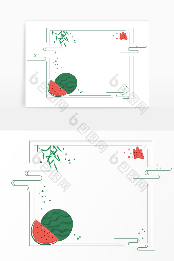 绿色清新风夏日西瓜元素