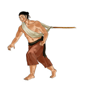 古代人物纤夫插画图片