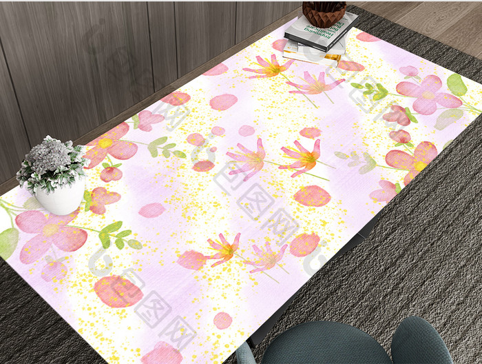 粉色ins风卡通花朵桌垫
