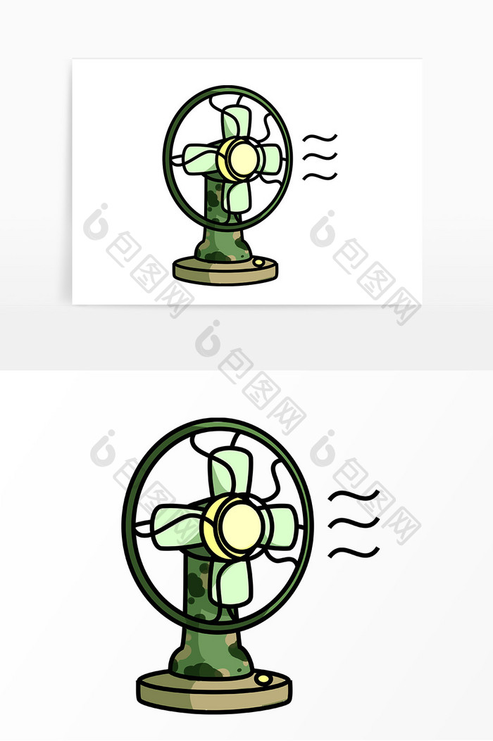 绿色简约风扇素材设计
