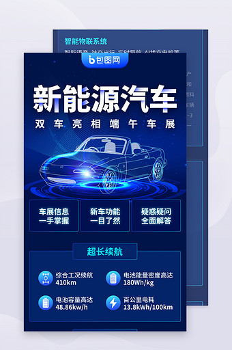 科技环保新能源汽车电动汽车互联网h5长图图片