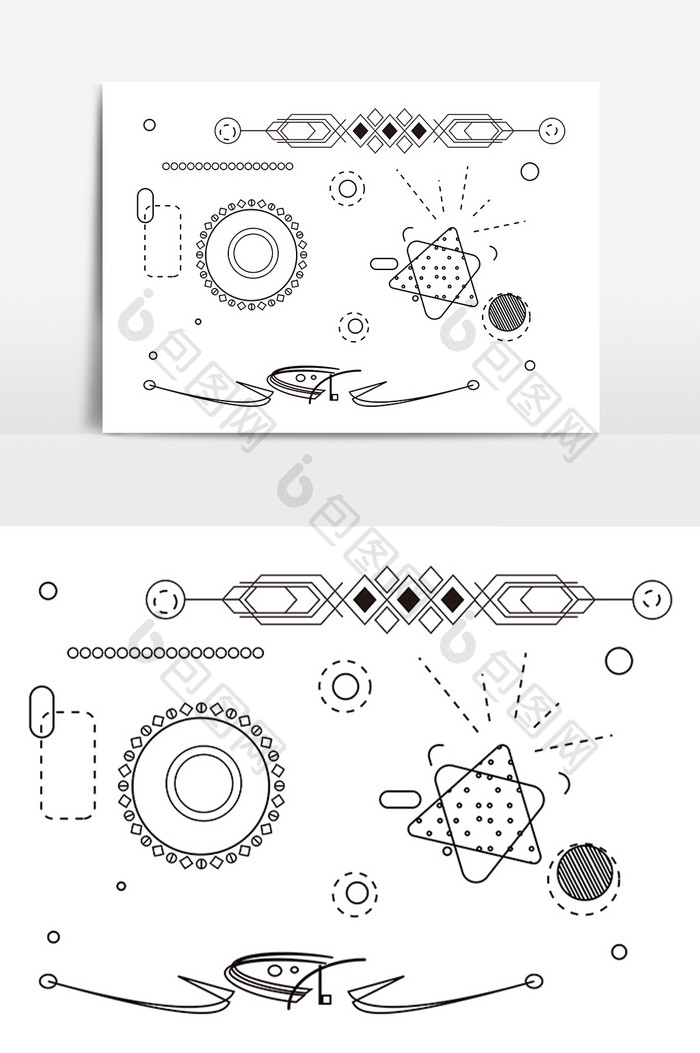 几何元素手绘插画