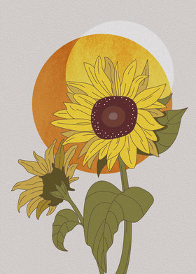 手绘油画植物太阳花花卉客厅装饰画