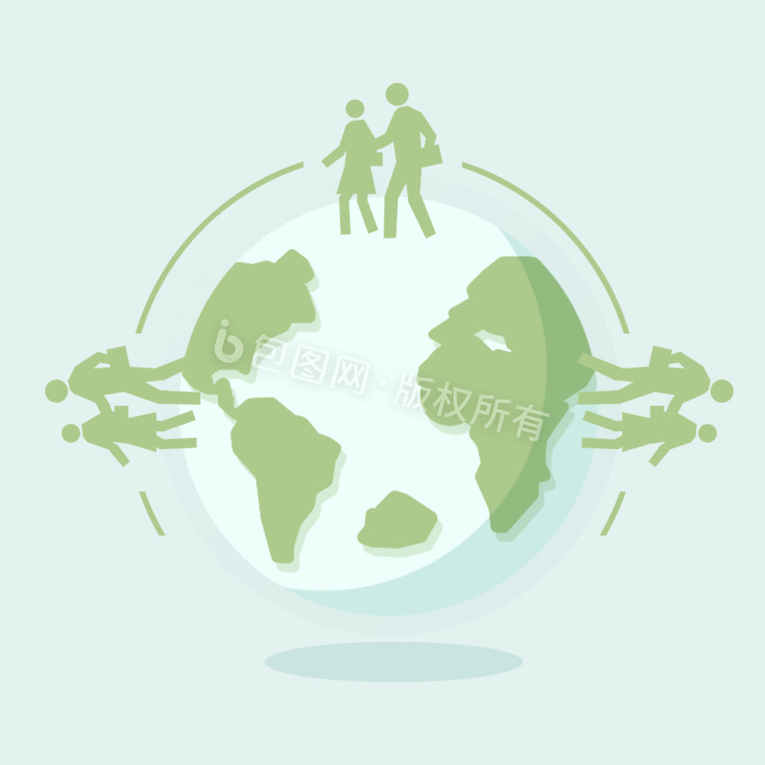 绿色扁平国际人口日地球人口动图GIF图片