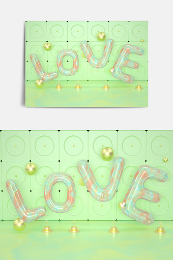 个性定制LOVE艺术字C4D创意模型图片