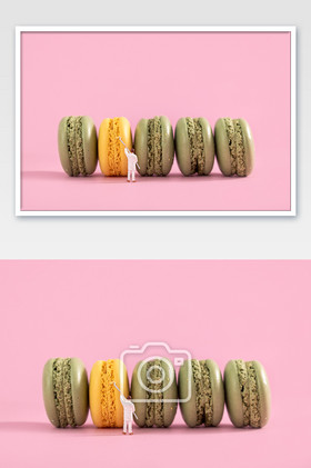马卡龙甜品粉色海报