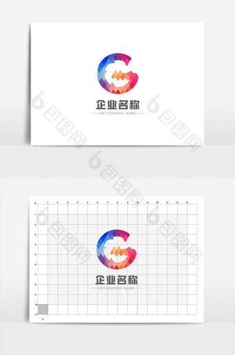 扁平多彩字母G企业LOGO标志图片