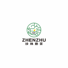 奶茶店珍珠咖啡饮品店LOGO标志VI