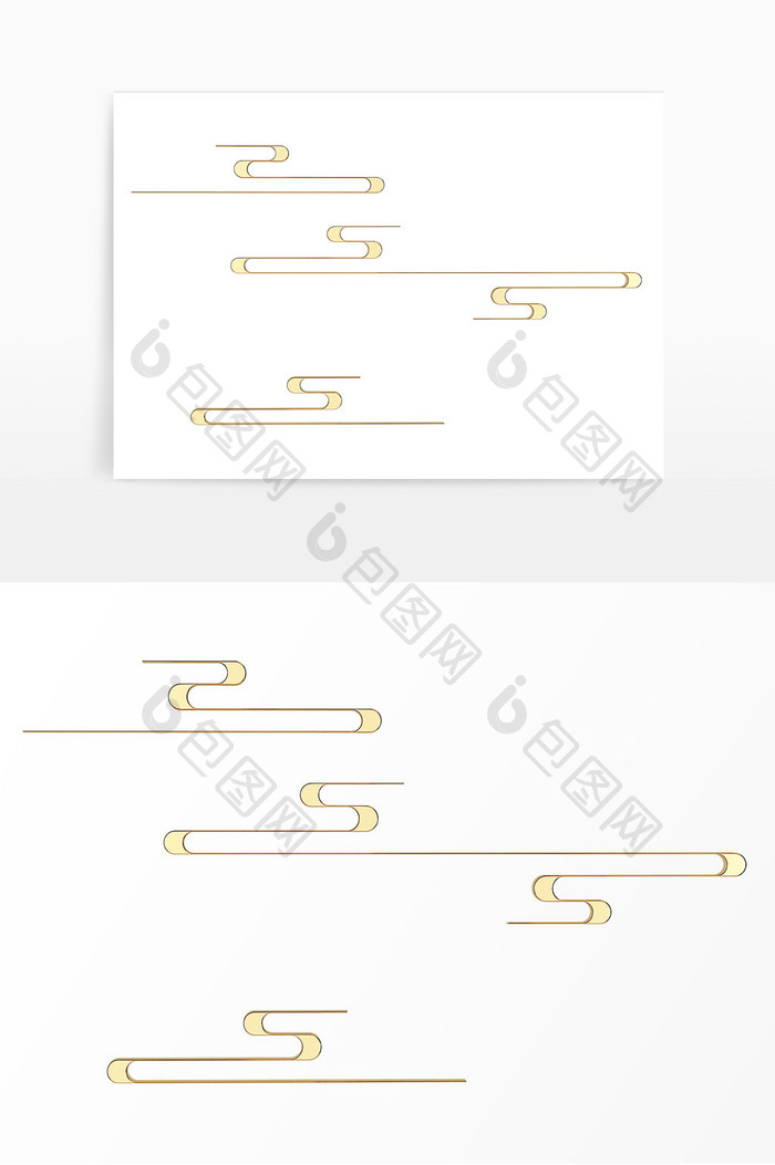 中国风中国金色边框装饰C4D祥云元素