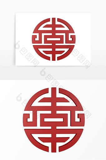 代表性中国风图案装饰C4D元素图片