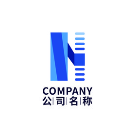 蓝色渐变N字母创意LOGO