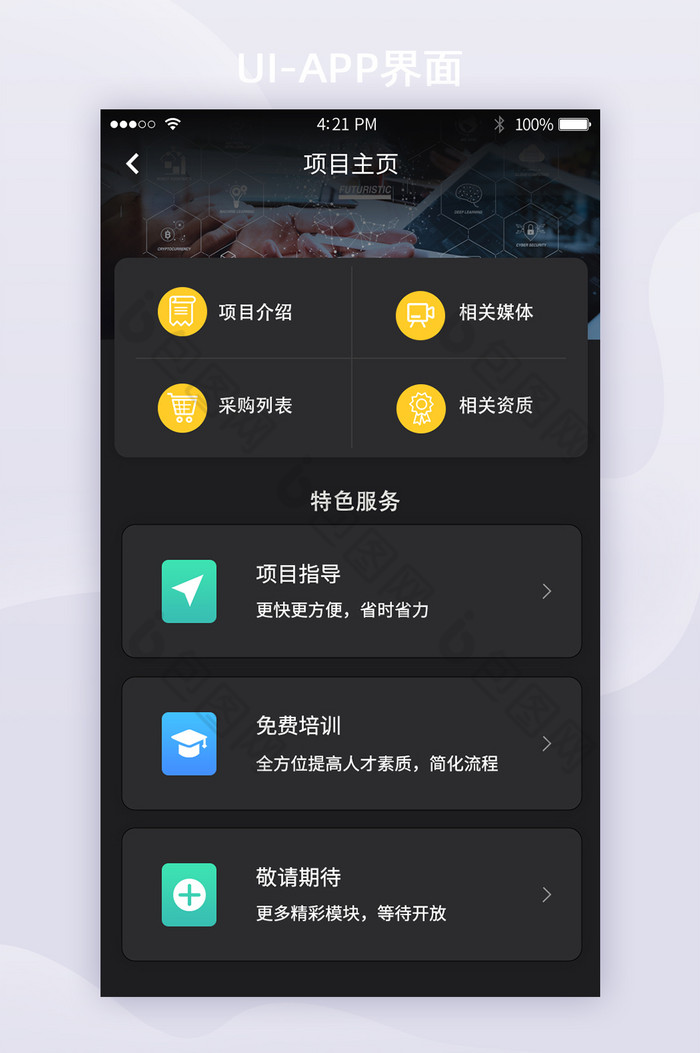 黑色可视化APP设计商务办公APP详情页图片图片