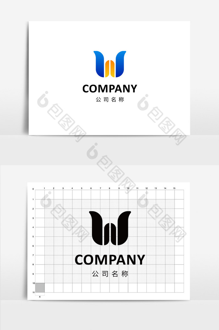 蓝橙字母W图形logo图片图片