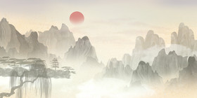 中国风山水风景墨画图片