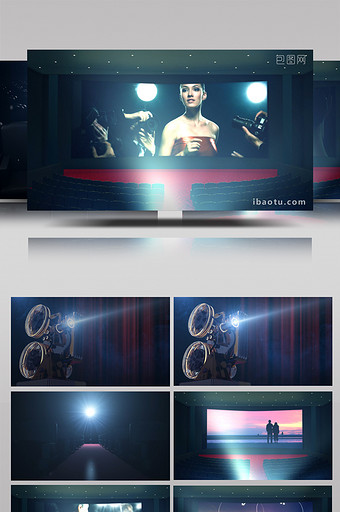 电影院放映机荧幕影像展示开场片头AE模板图片