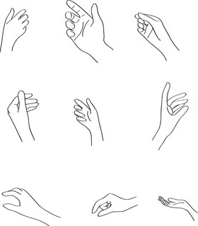 简笔手势抓握拿东西手势图片