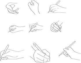 简笔画手势写字的手动作手势元素