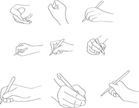 简笔画手势写字的手动作手势元素