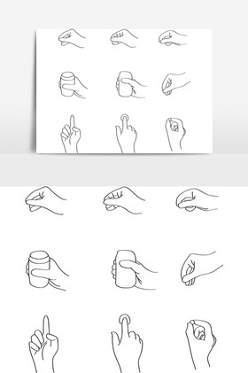 简笔画手势举杯子手势拿东西手势