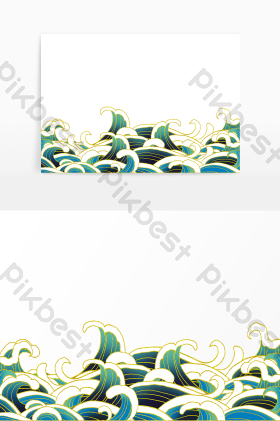 线描大海海洋海浪