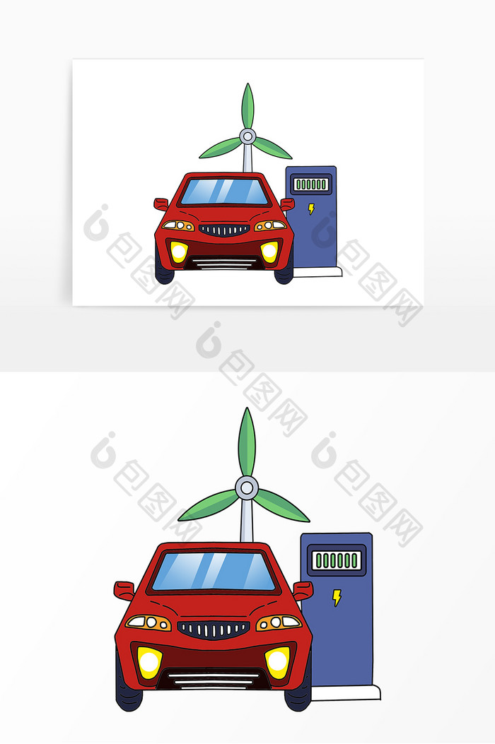 新能源充电红色汽车