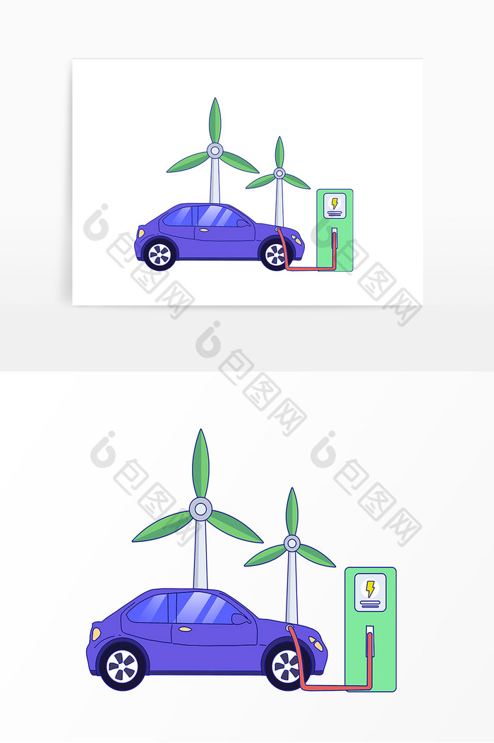 新能源充电蓝色汽车