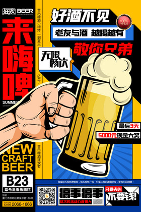 啤酒狂欢节啤酒节冰爽一夏啤酒促销海报