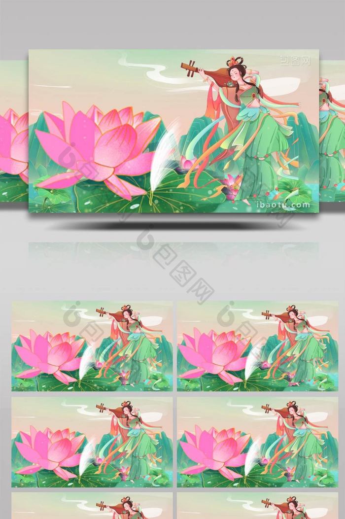 敦煌山水古典中国风背景视频AE模板