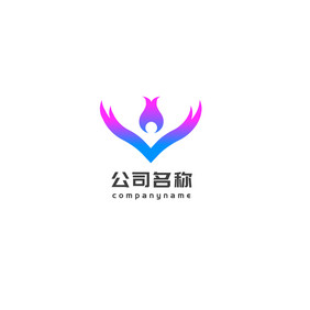 蓝色渐变V字母瑜伽健身行业logo