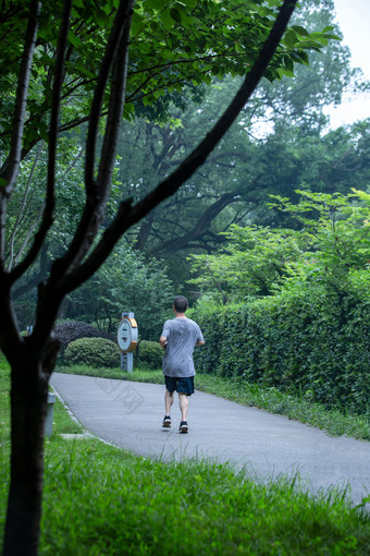 公园晨练跑步的人