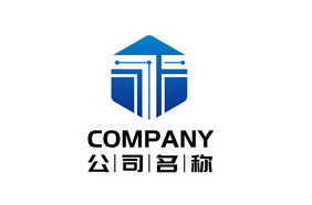 字母t组合蓝色渐变通用logo