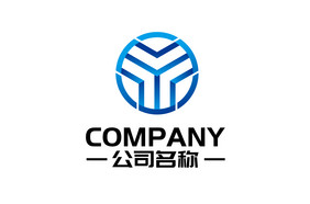 字母y组合蓝色渐变通用logo