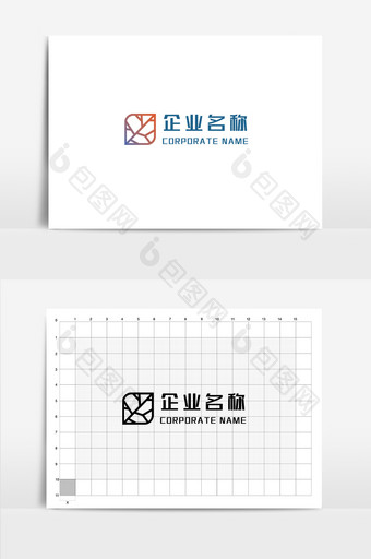 橙蓝渐变双色镂空树叶企业LOGO图片