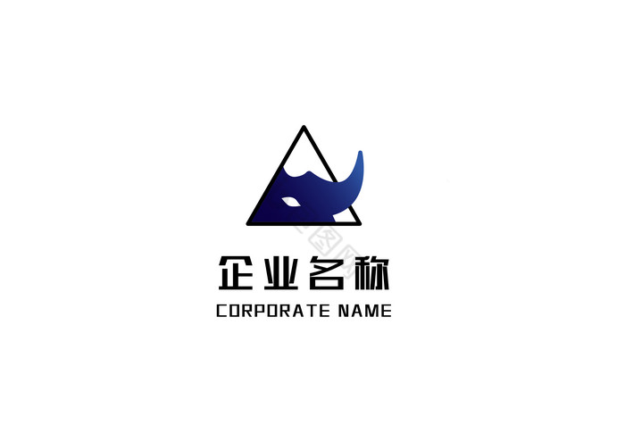 蓝黑双色犀牛动物logo图片