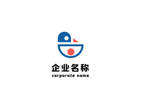 蓝色橙色双色可爱鸭子幼儿行业LOGO