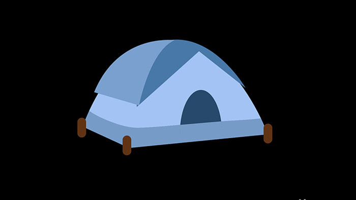 简单扁平画风户外装备类帐篷mg动画