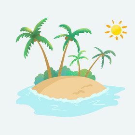 绿色卡通风假期海岛动图GIF