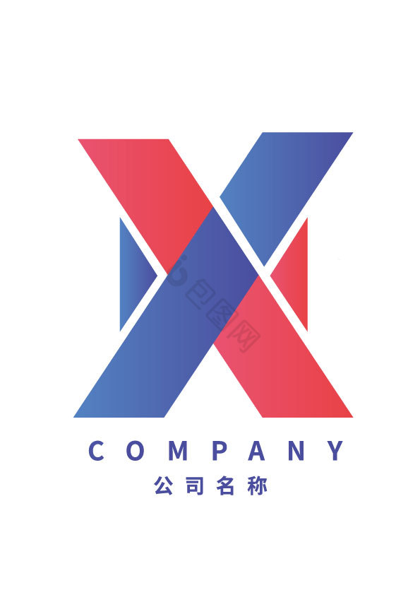 双色英文字母x图形logo模板-包图网