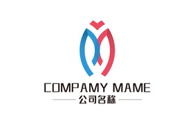 蓝色粉色简约大气科技M字母LOGO标志