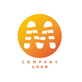 橙色渐变英文字母M图形LOGO